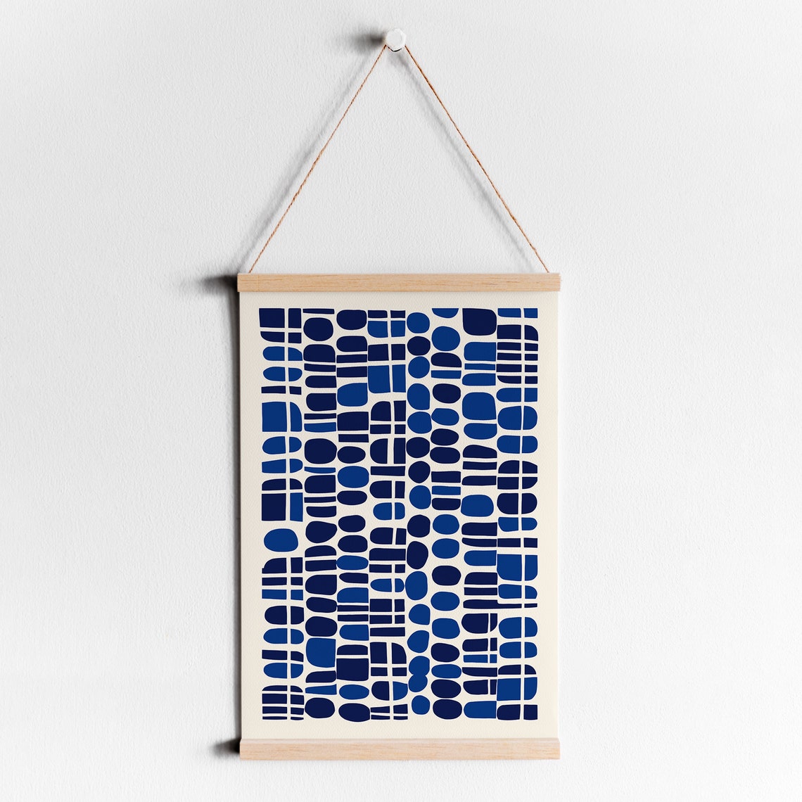 Mid Century Modern Blue Geometric Shapes Abstract Graphic Print - Image 4