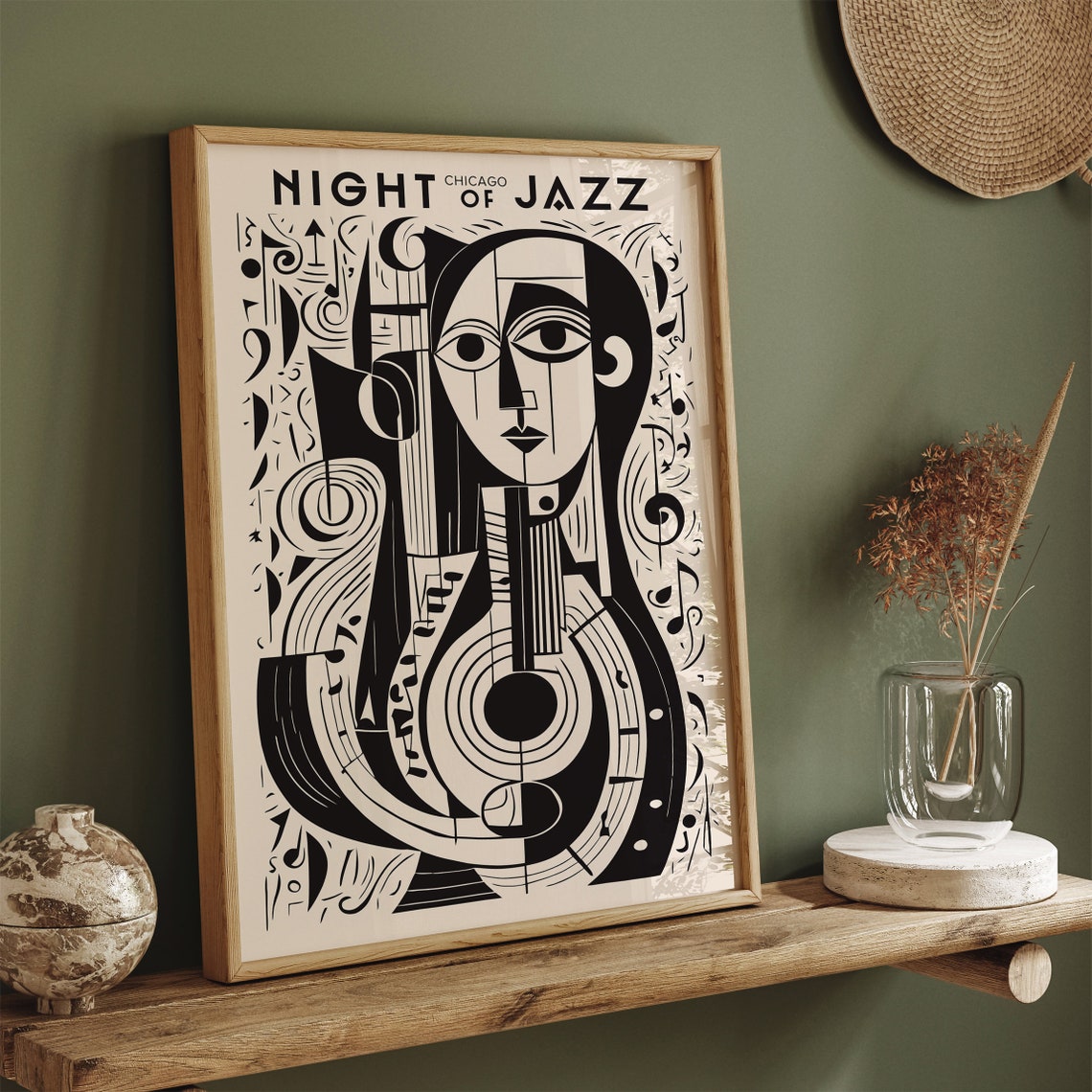 Retro Cubist Music Art Poster Vintage Jazz Music Festival Wall Art Night Of Jazz Picasso Inspired Art Music Lovers Gift Modern Home Art - Image 4