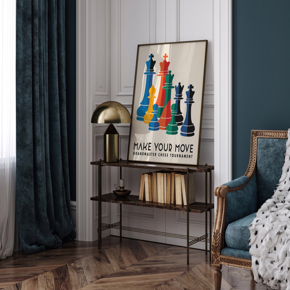 Make Your Move Grandmaster Chess Tournament Colorful Retro Poster - Image 4