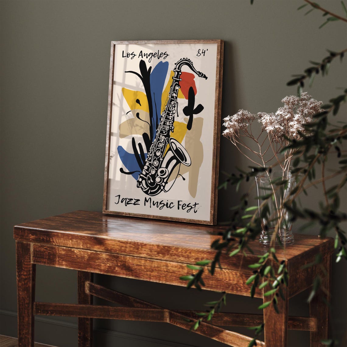 Los Angeles 84 Jazz Music Fest Poster Saxophone Art Print Retro Music Festival Wall Decor Abstract Jazz Concert Illustration Jazz Print - Image 4