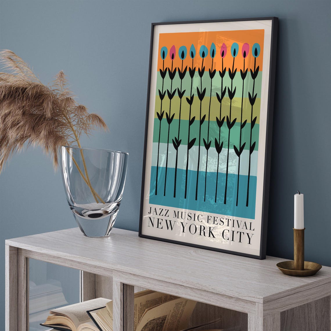 Modern Jazz Music Festival Poster New York City Wall Art Retro Floral Design Music Lovers Gift Vibrant Home Decor Nyc Central Park Art - Image 3