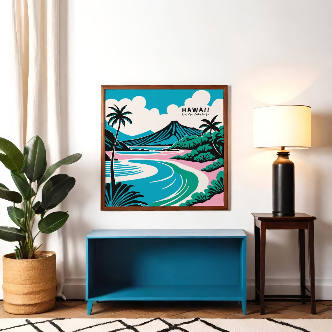 Hawaii Paradise Of The Pacific Pink Beach Lagoon Travel Poster - Image 2