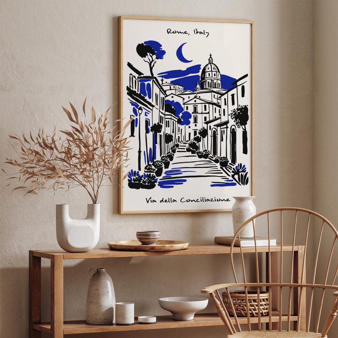 Rome Italy Street Scene Poster Via Della Conciliazione Art Print Vintage Travel Decor Italian Cityscape Wall Art Airbnb Home Decoration - Image 4