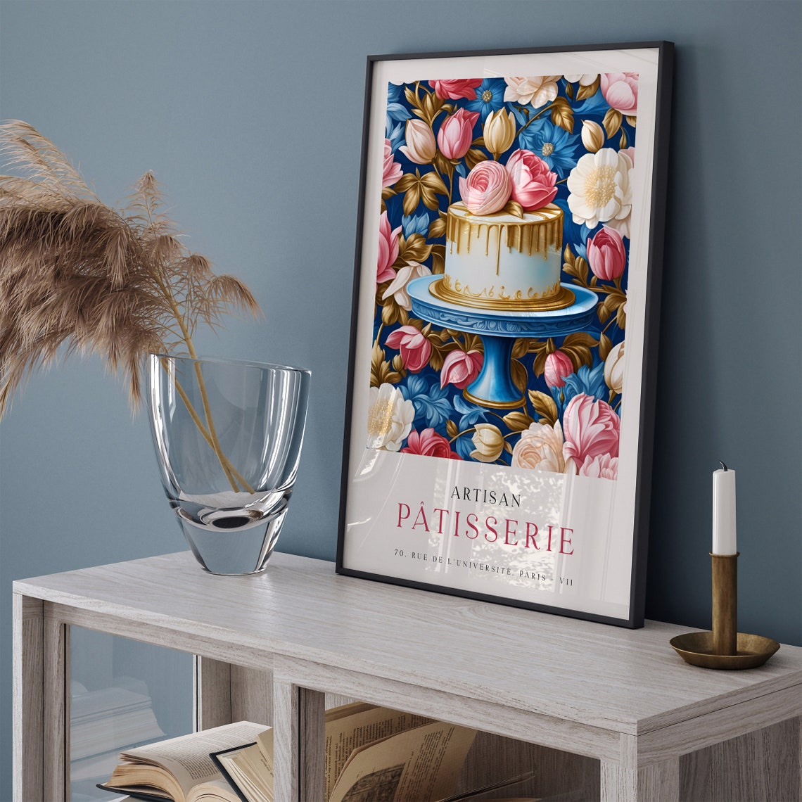 Artisan Patisserie Paris Floral Gold Drip Cake Bakery Poster - Image 3