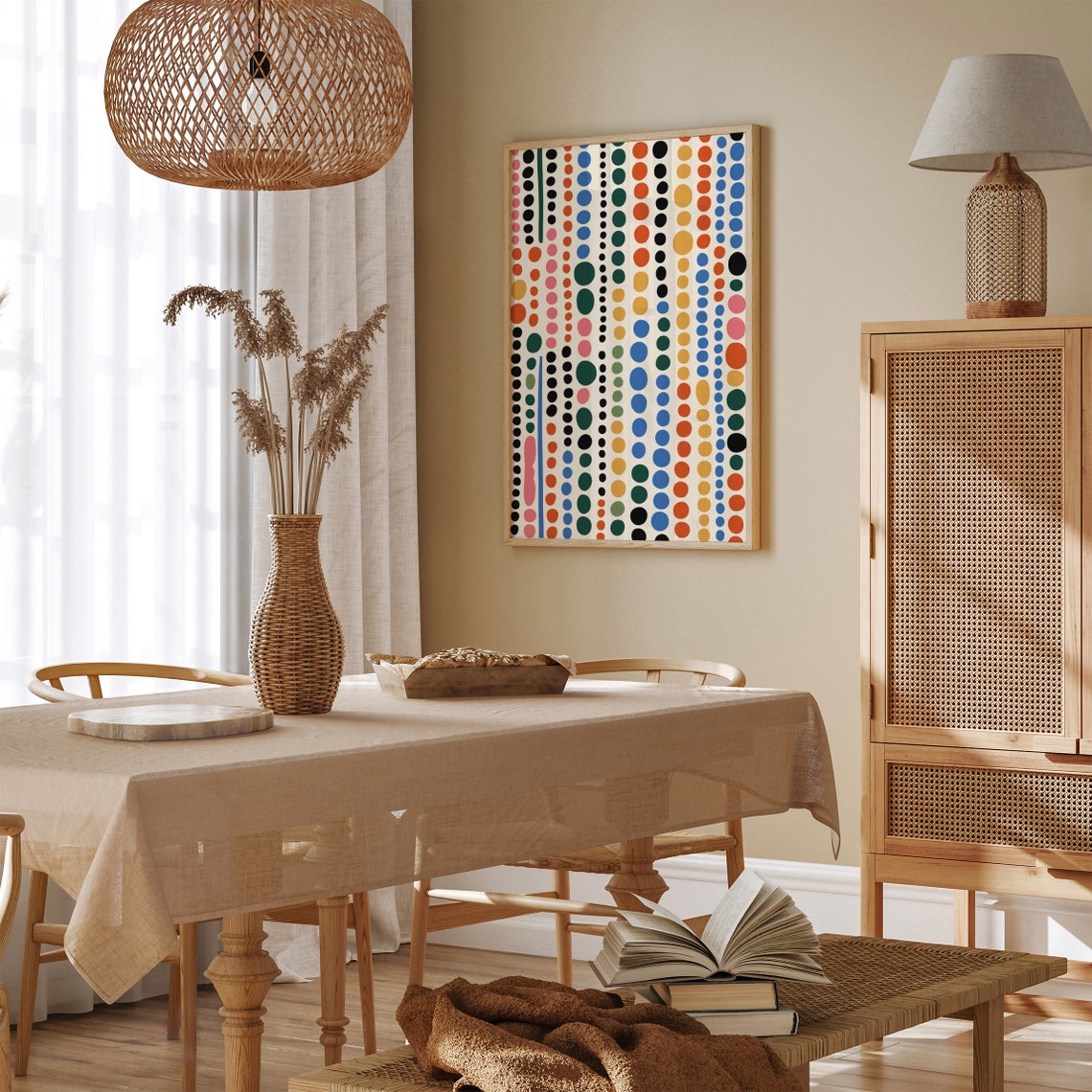 Mid Century Modern Colorful Dots Pattern Retro Abstract Poster - Image 2