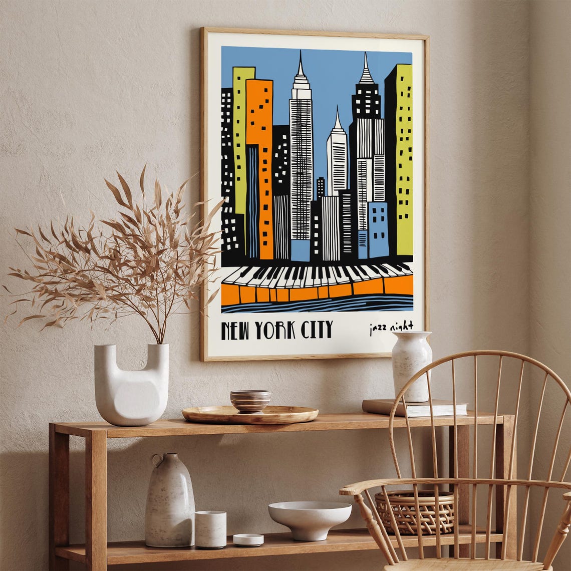 Jazz Music Wall Art Nyc Print Home Decor Music Wall Art Retro Poster New York City Fine Art Hotel Room Large Wall Art Decoration - Image 4