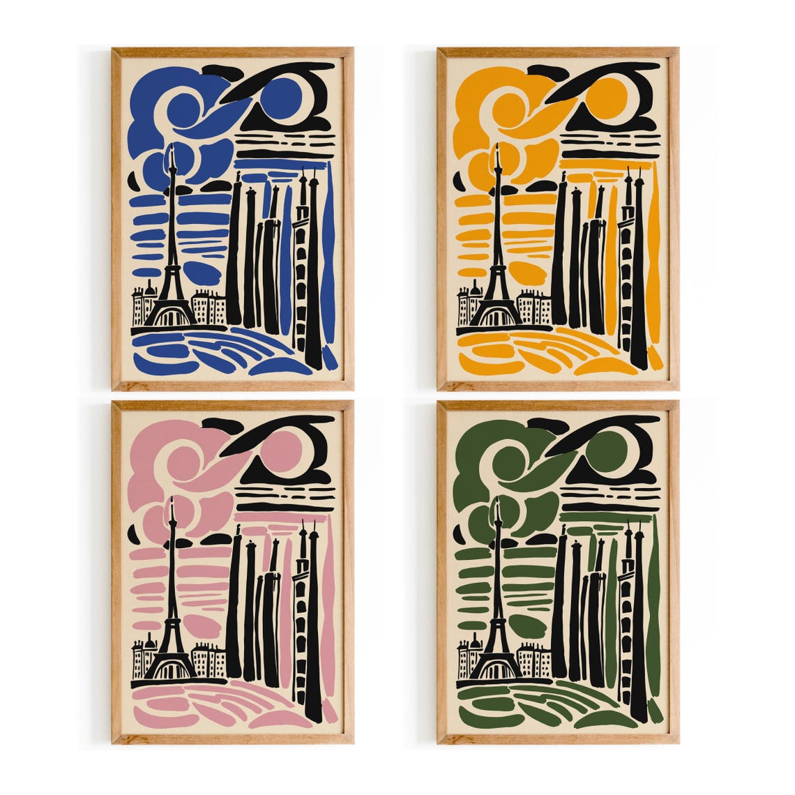 Paris Eiffel Tower Abstract Colorful French Cityscape Art Poster