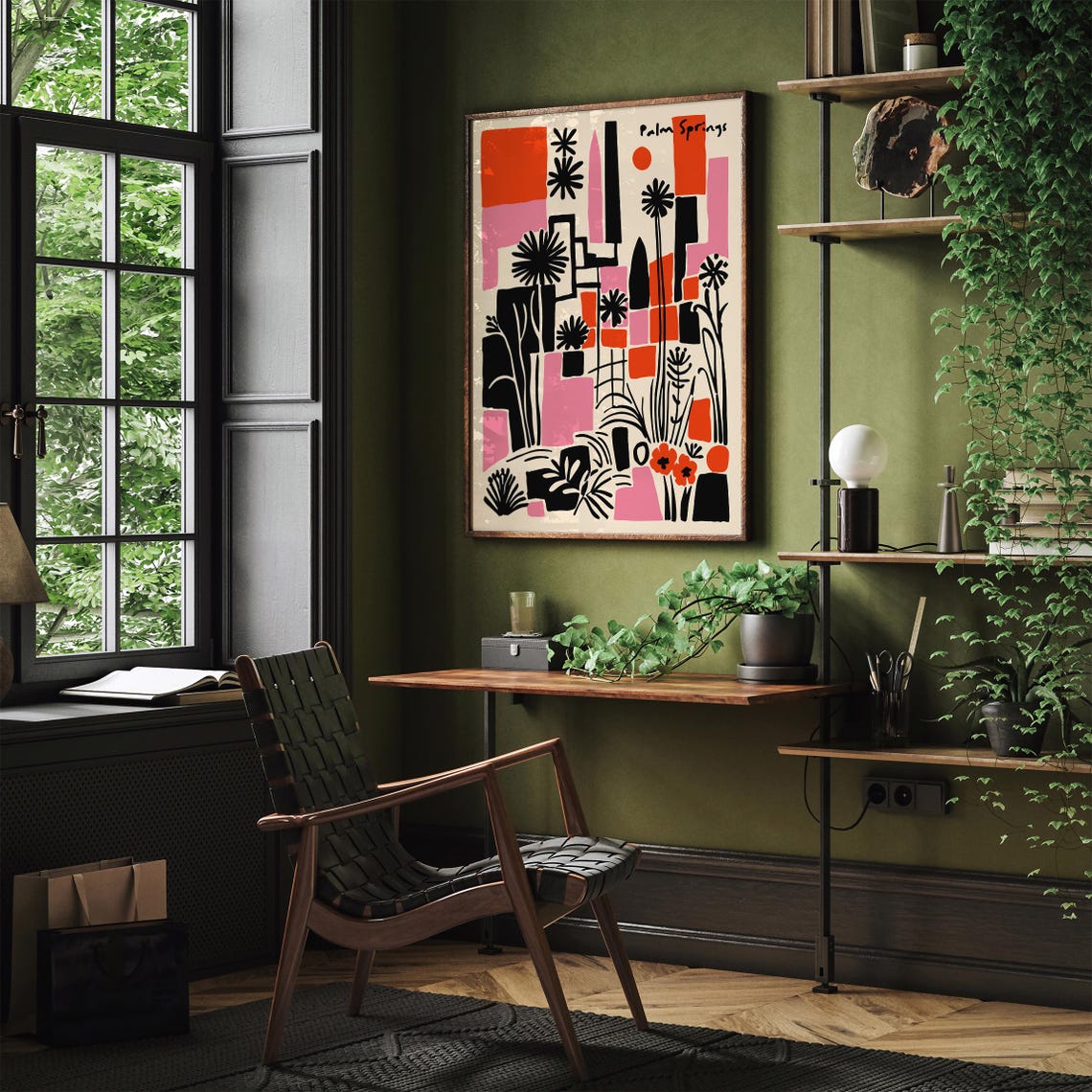 Palm Springs Mid Century Geometric Abstract Cityscape Poster - Image 3