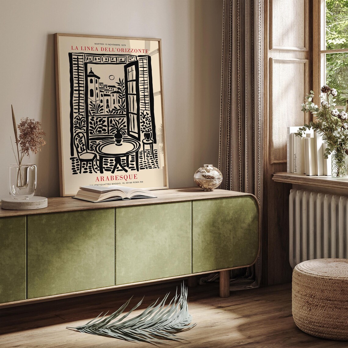 Italian Landscape Art Print Black Ink Poster Of Mediterranean Balcony View Vintage Italy Illustration Retro Italian Home Airbnb Decor - Image 4