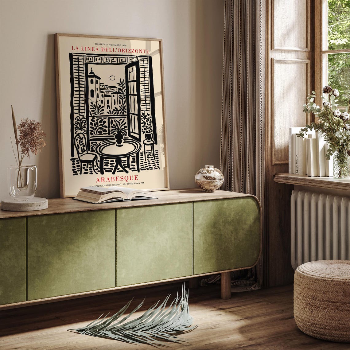 La Linea Dell'Orizzonte Rome Balcony View Black Ink Poster 1976 - Image 4