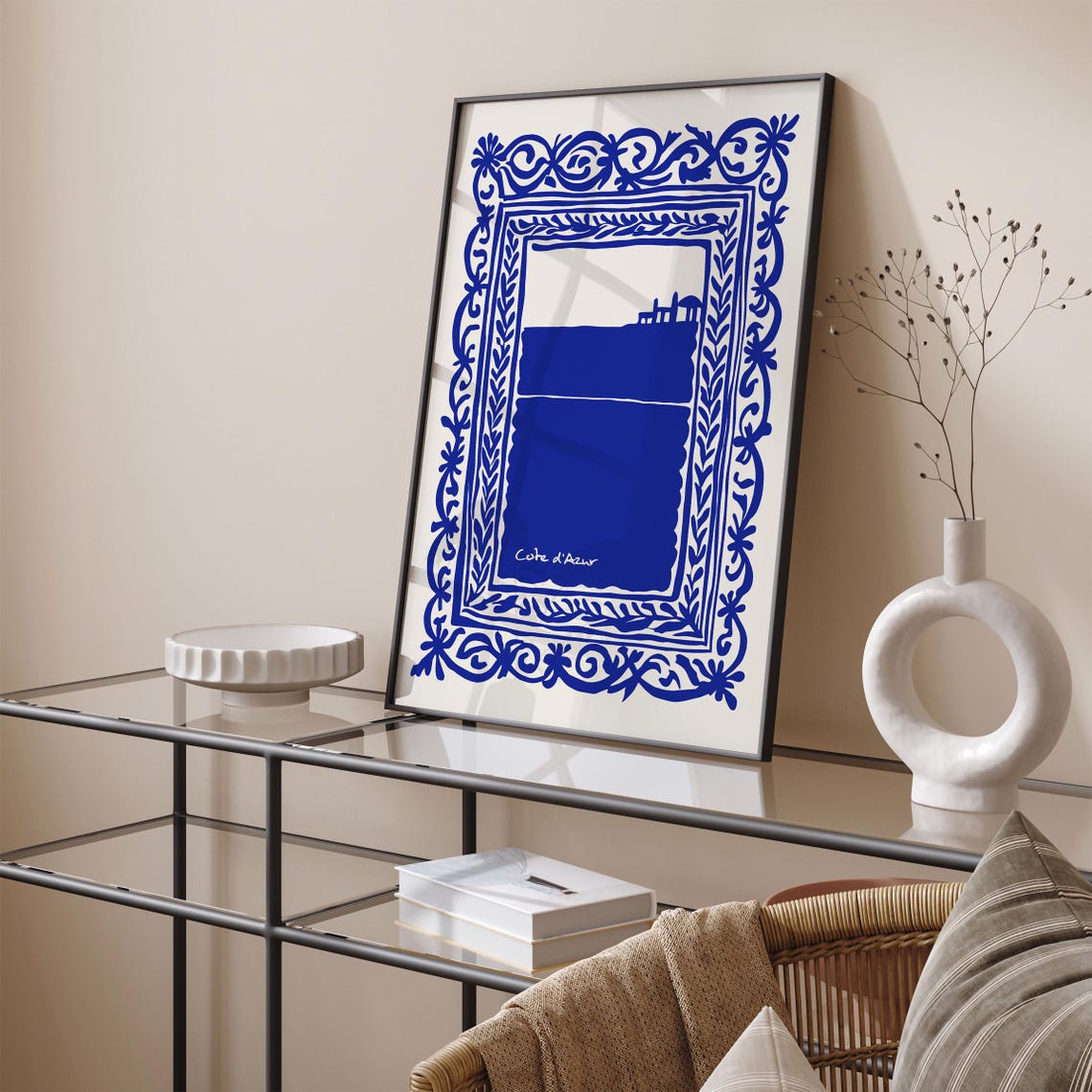 Cote dAzur Indigo Blue French Riviera Window View Travel Poster - Image 3