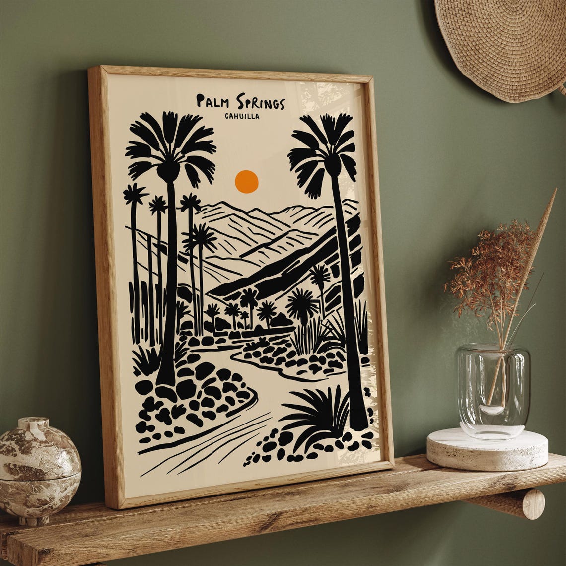 Bold Palm Springs Cahuilla Desert Palm Landscape Travel Poster