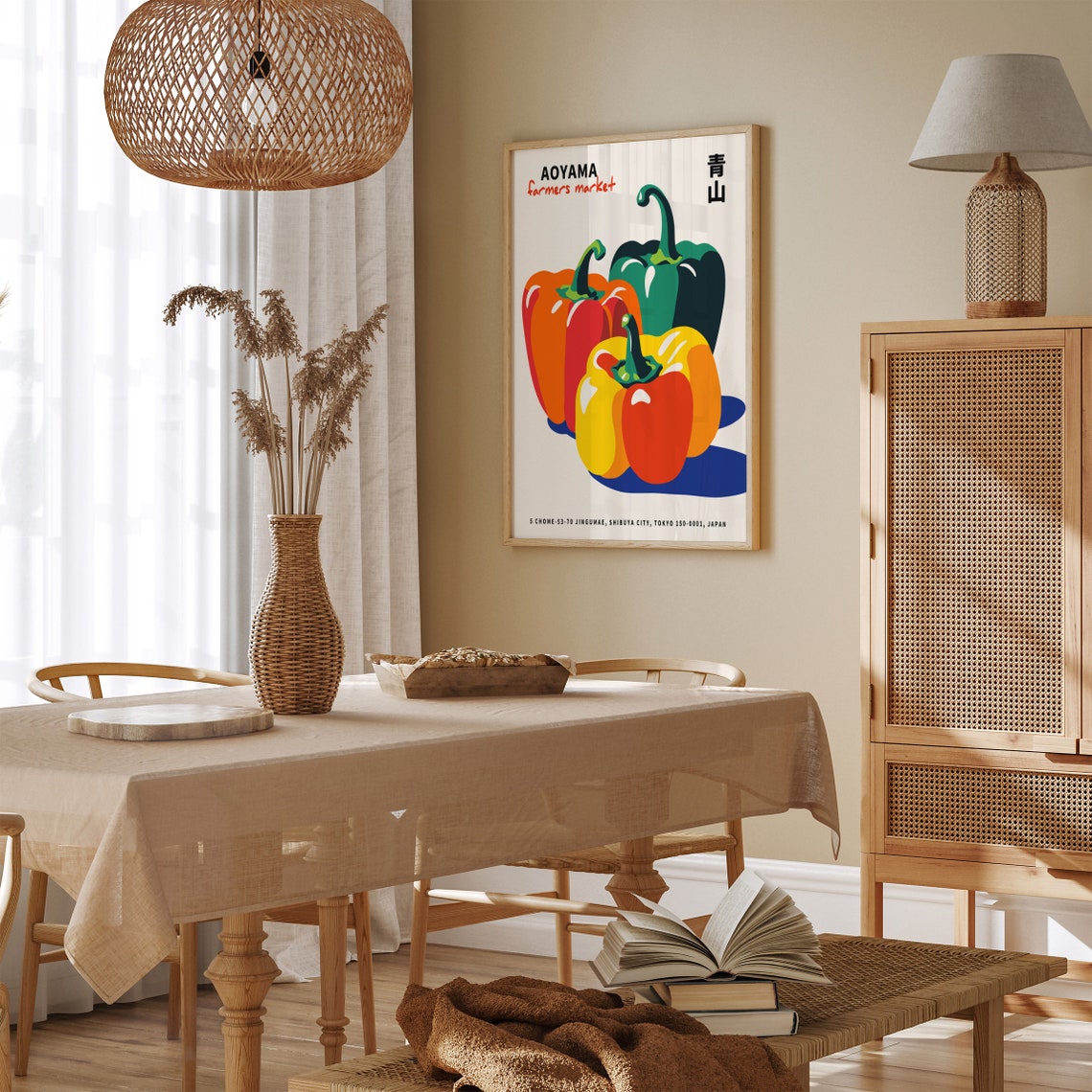 Aoyama Farmers Market Tokyo Colorful Bell Peppers Art Poster - Image 3