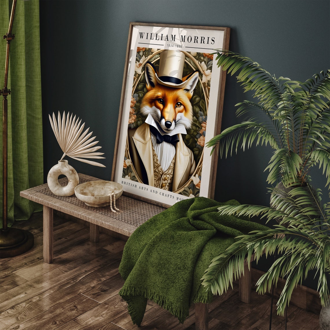 William Morris Fox Top Hat Victorian Gentleman Animal Poster - Image 4