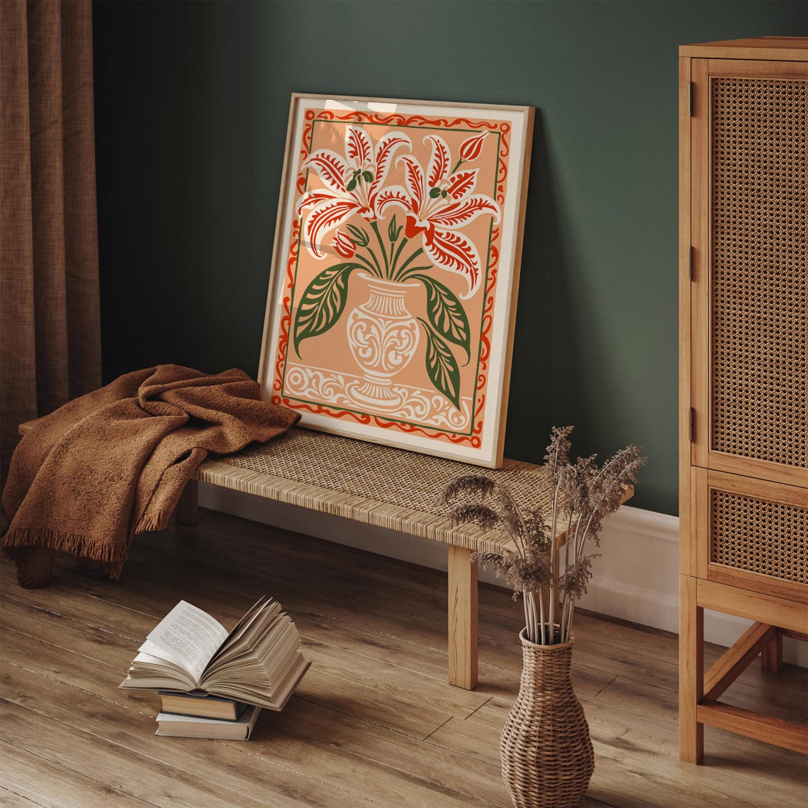 Art Nouveau Lily Vase Peach Orange Floral Botanical Vintage Poster - Image 6