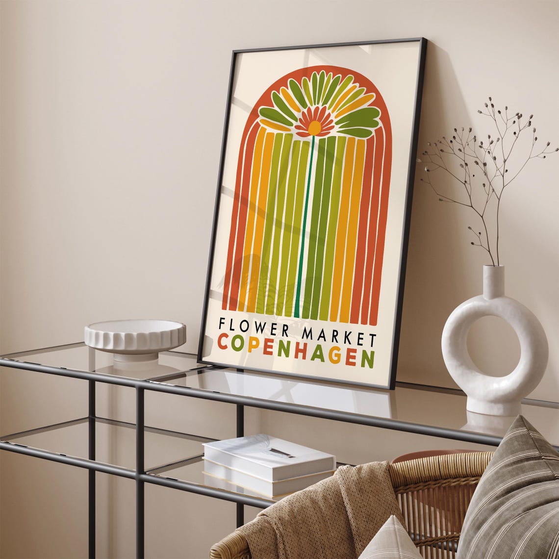 Scandinavian Flower Market Copenhagen Retro Rainbow Arch Poster - Image 5