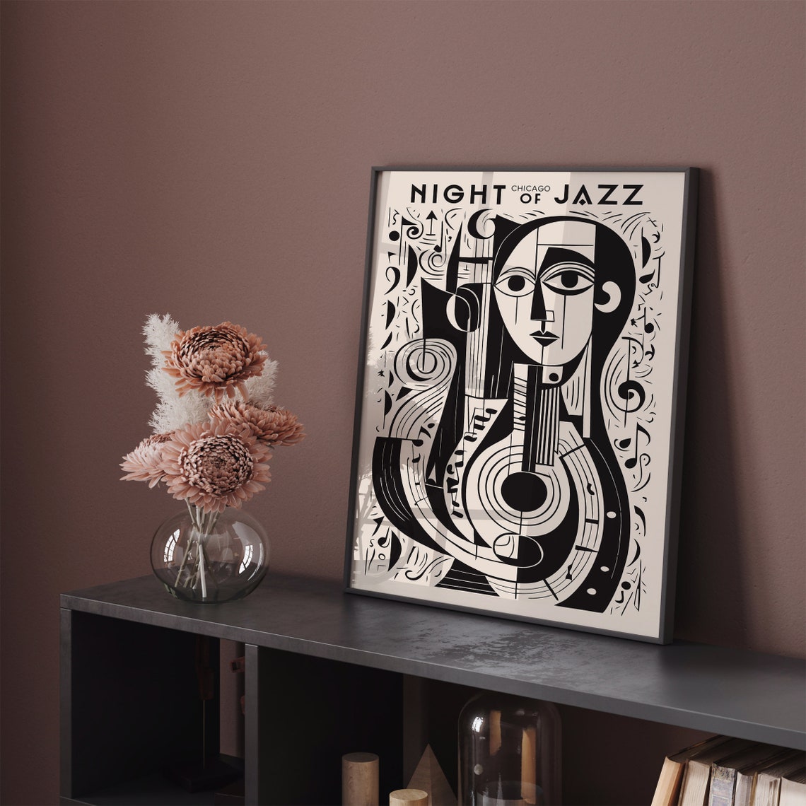 Retro Cubist Music Art Poster Vintage Jazz Music Festival Wall Art Night Of Jazz Picasso Inspired Art Music Lovers Gift Modern Home Art - Image 5