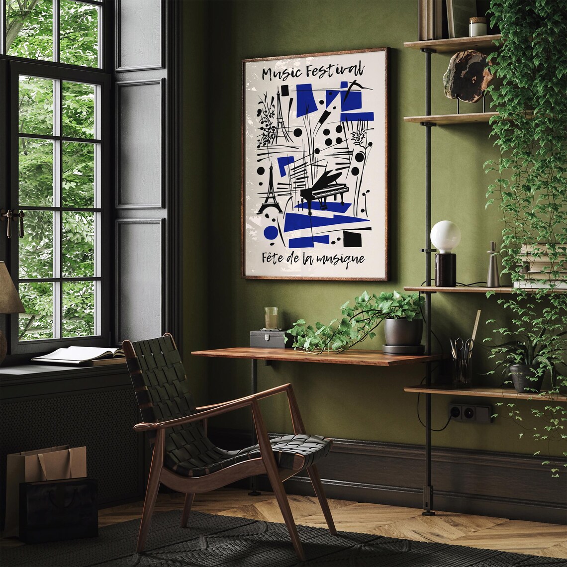 Fête de la Musique Abstract Jazz Piano Blue Black Art Poster - Image 6
