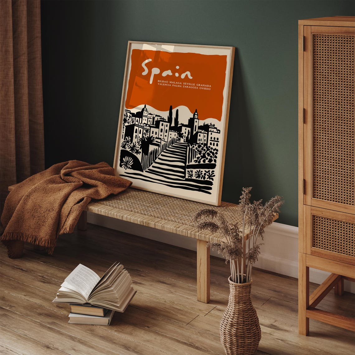 Spain Terracotta Hill Town Valencia Seville Stairs Travel Poster - Image 4