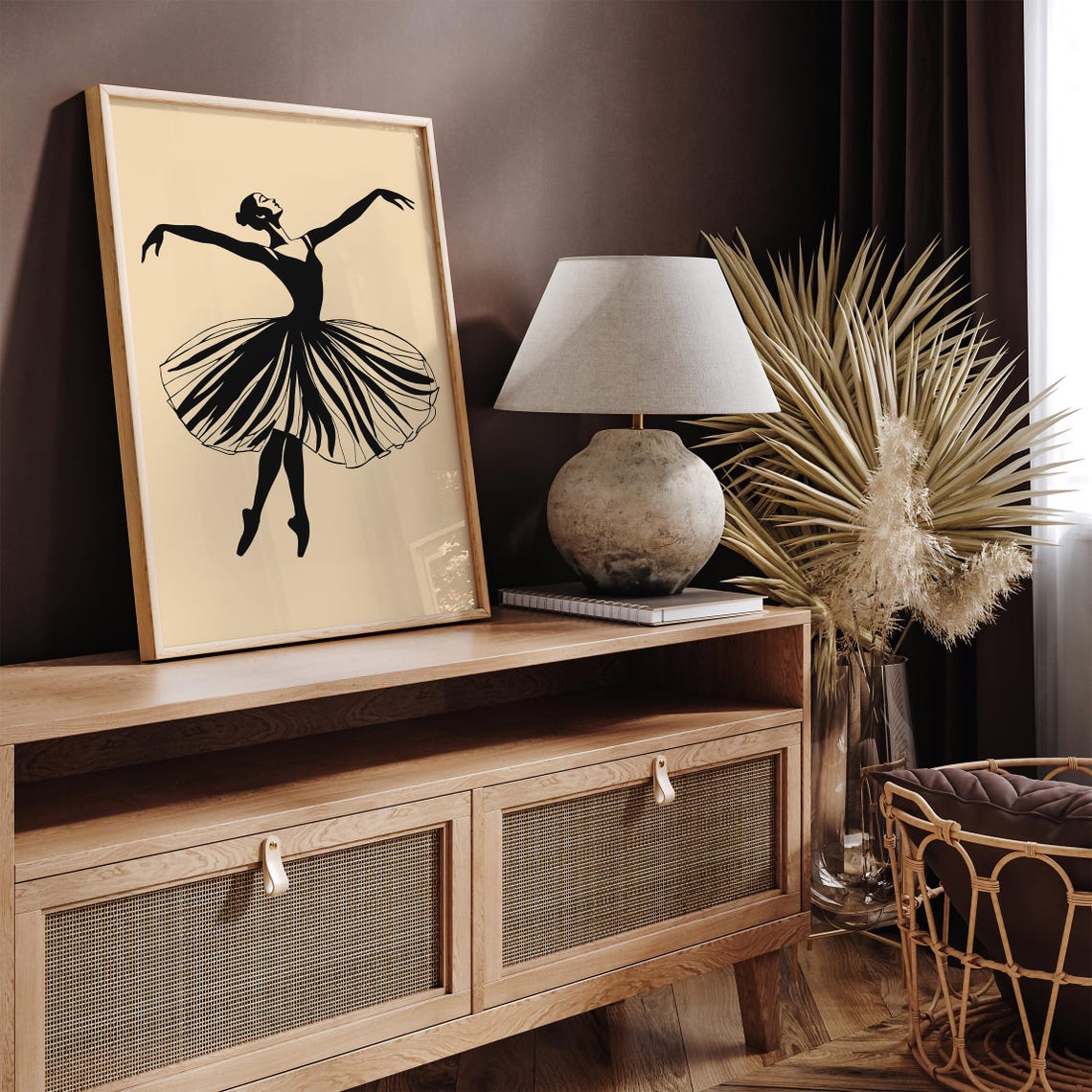 Elegant Black Ballerina Silhouette in Tutu Dance Leap Poster - Image 2