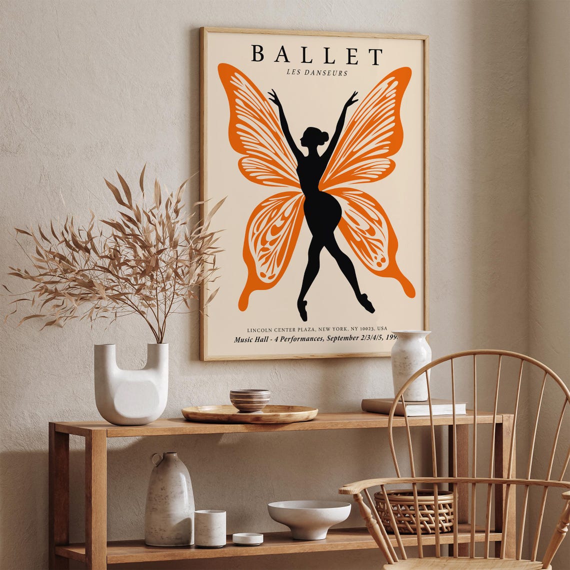Ballet Performances Art Print With Orange Butterfly Dancer Elegant Ballerina Wall Decor Unique Dance Studio Artwork Ballet Lover Gift - Image 3