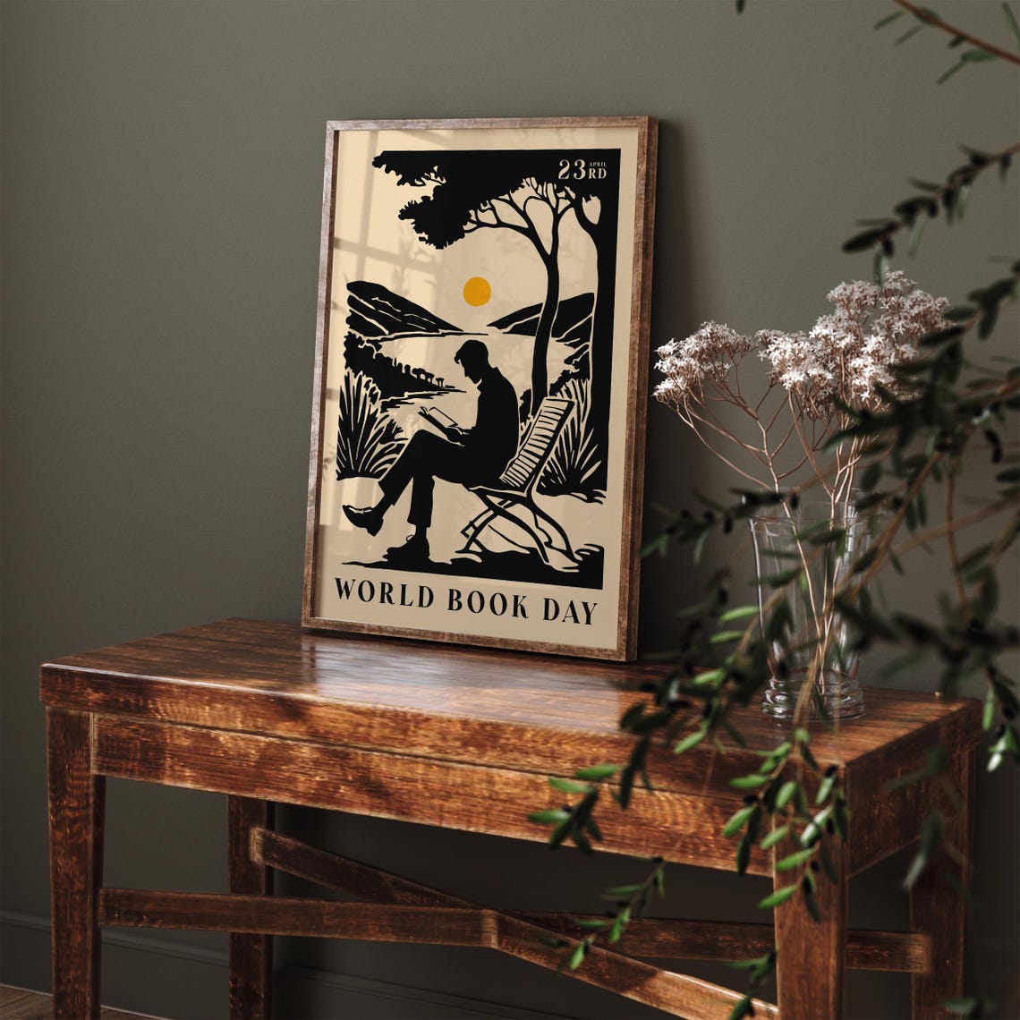 World Book Day Reader by the Lake Silhouette April 23 Poster - Image 5