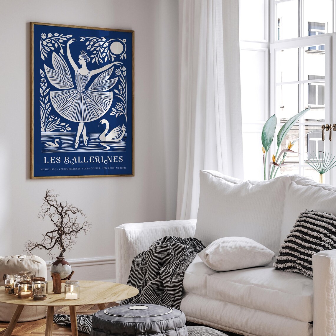 Les Ballerines Blue Poster with Swan Lake Ballerina Cutout Art - Image 4