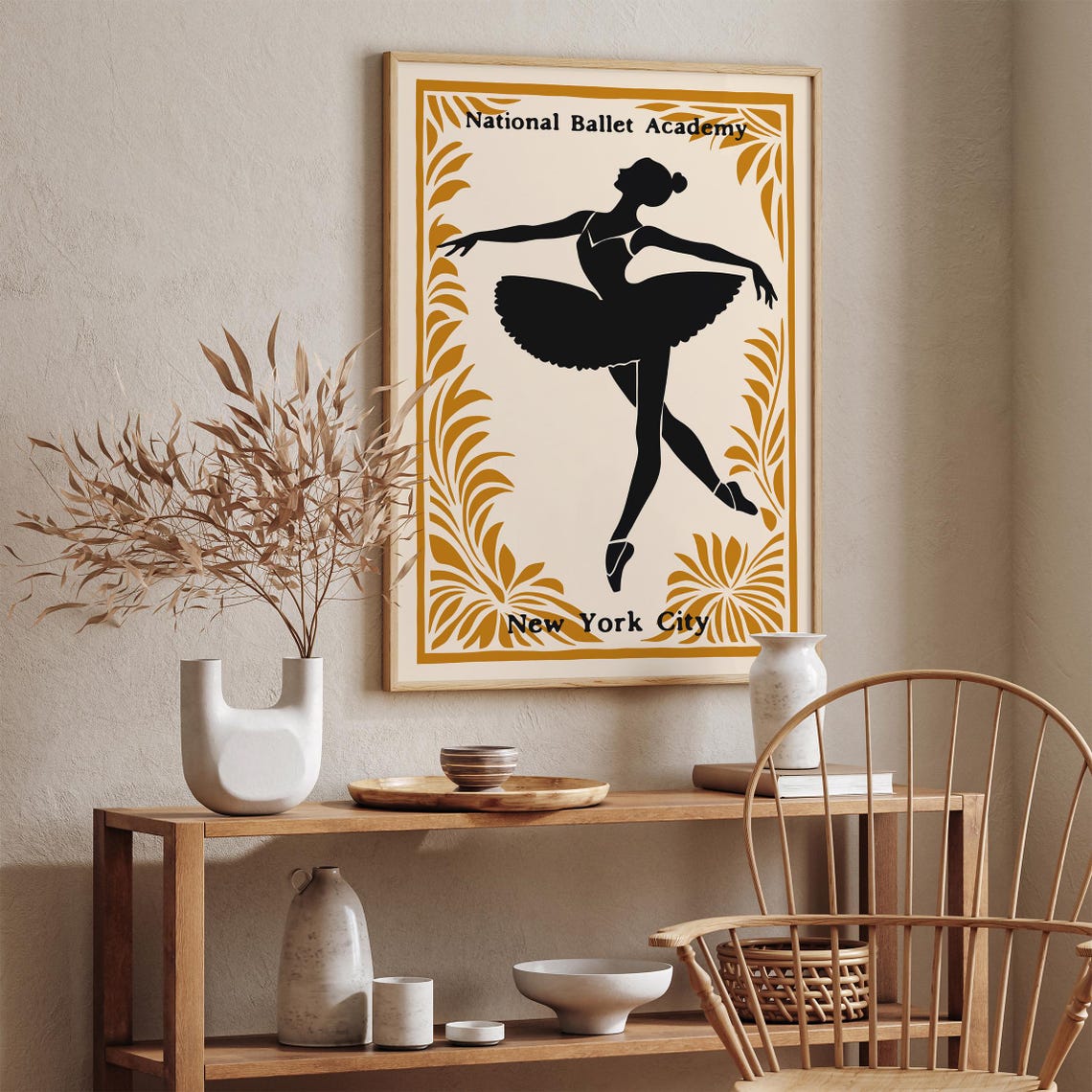 National Ballet Academy NYC Poster with Black Ballerina Silhouette - Image 3