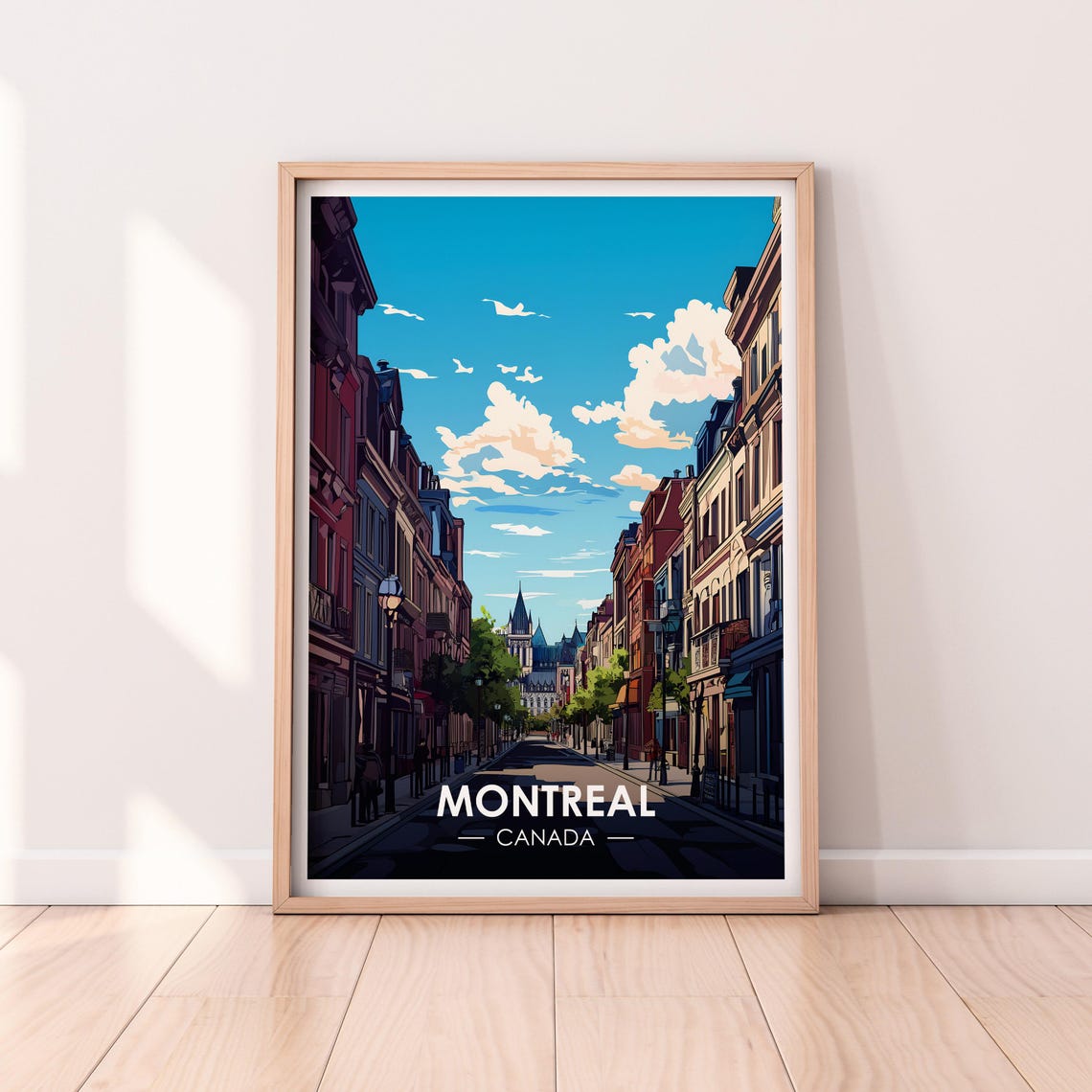 Montreal Canada Old Town Street Notre Dame Basilica Historic Poster