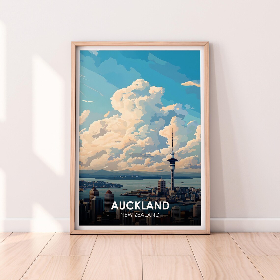 Auckland New Zealand Sky Tower Harbour Skyline Cityscape Poster