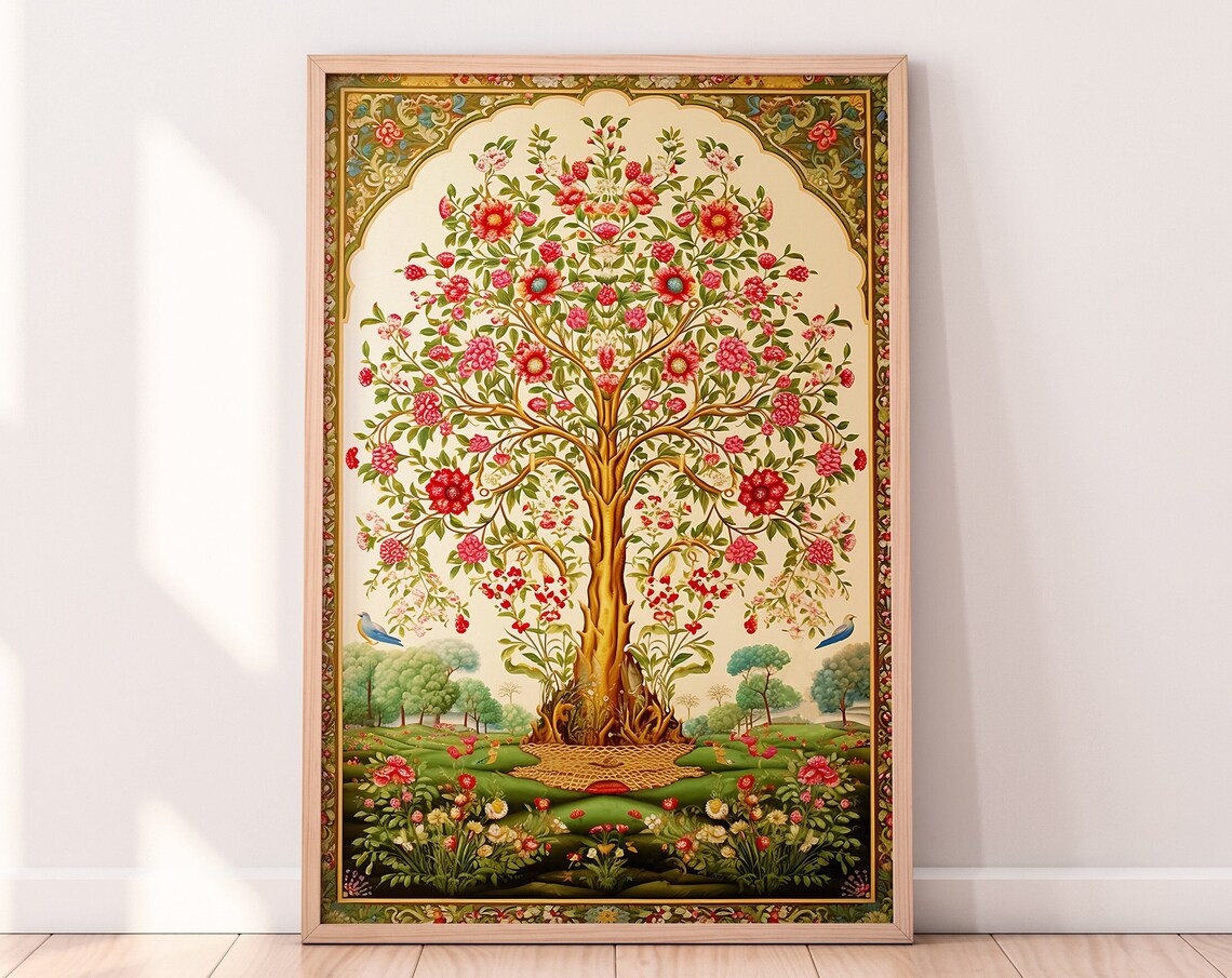 Indian Folk Art Tree Of Life Floral Art Print - Image 3