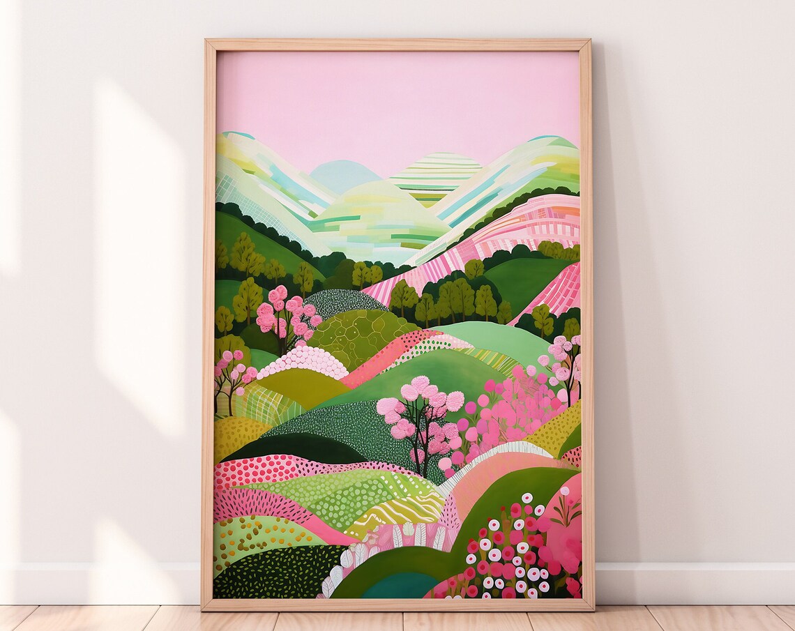 Abstract Landscape Floral Art Print, Living Room Decor