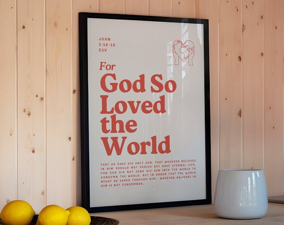 Retro John 316 Wall Art For Apartment Kitchen Wall Decor For Christian Housewarming Gift Bible Verse Poster Art