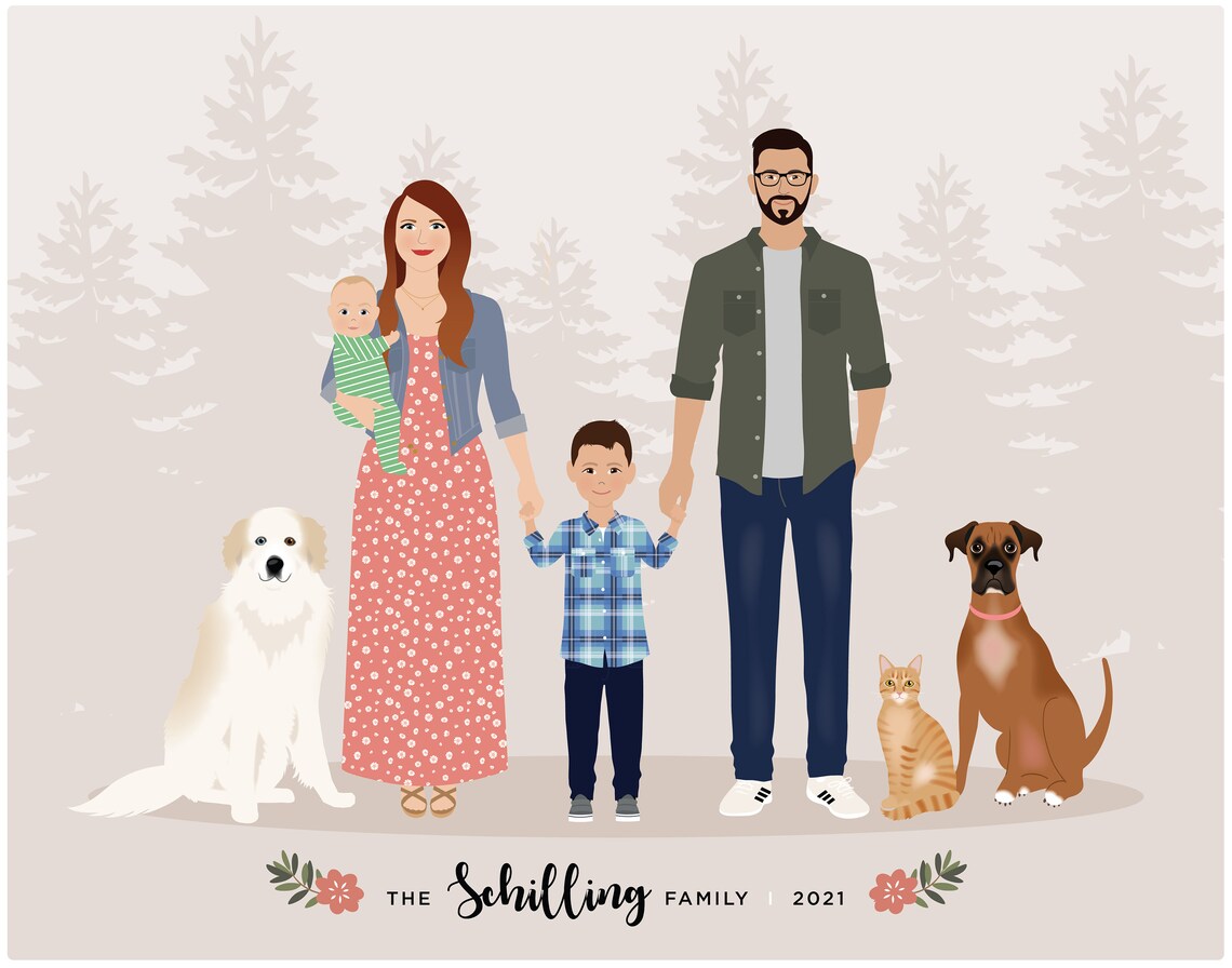 Custom Family Portrait, Personalized Portrait - Image 3