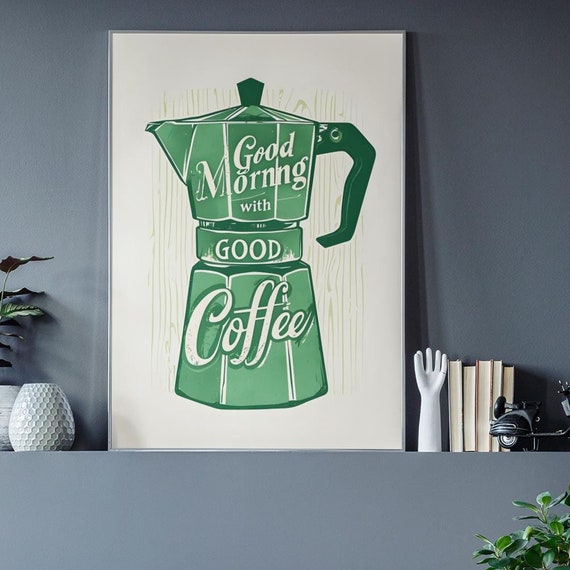 Art Deco Coffee Poster Good Morning Framed Wall