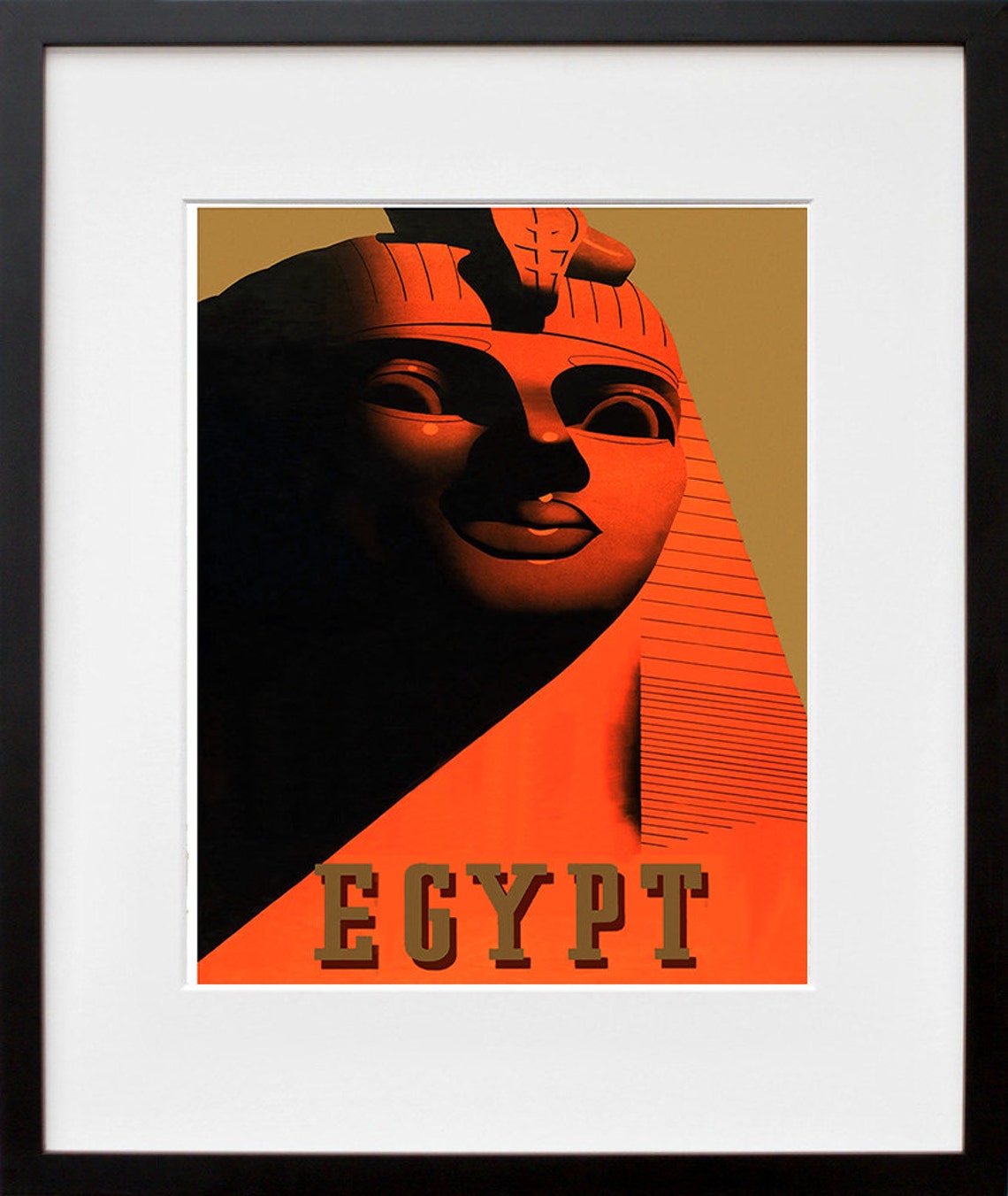 Egypt Vintage Sphinx Face Closeup Desert Sunset Graphic Travel Poster - Image 2