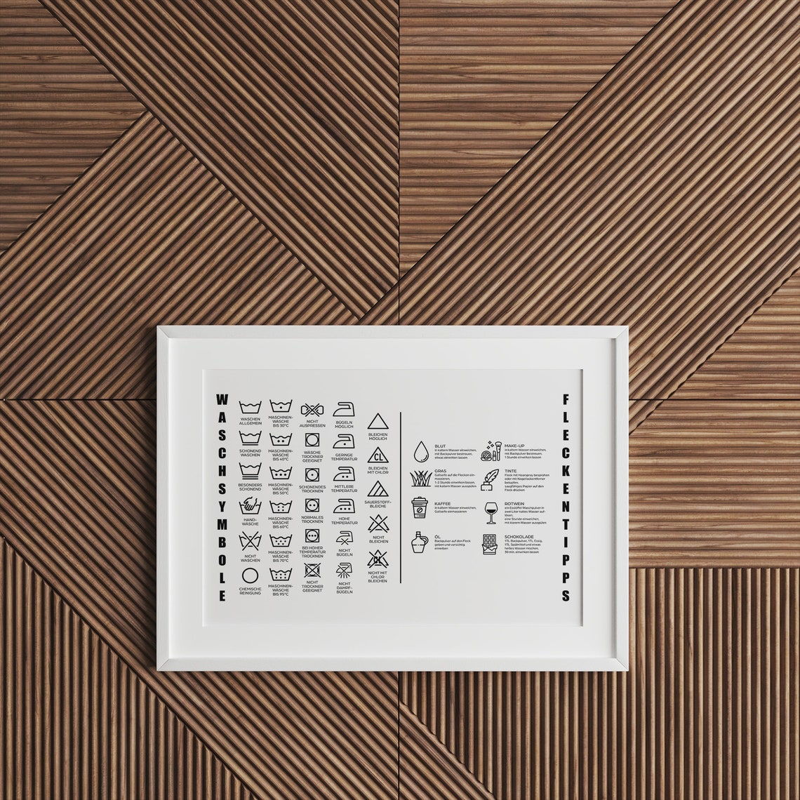 Waschsymbole Fleckentipps German Laundry Symbol Chart Poster - Image 3