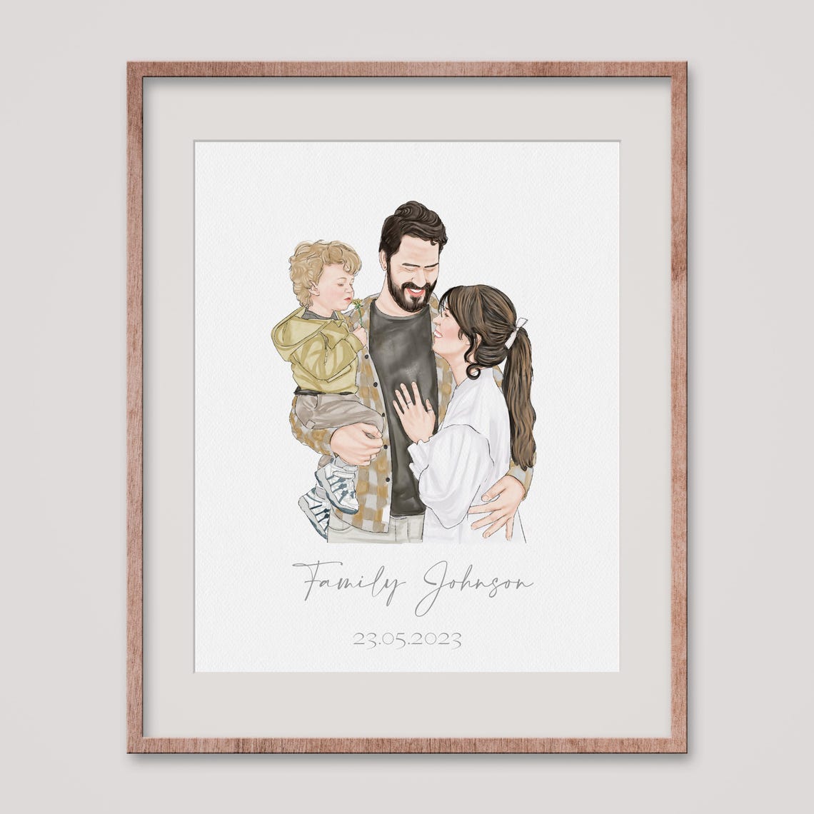 Custom Family With Pet Portrait Watercolor Painting From Photo Personalized Family And Dog Drawing Mothers Day Gift Fathers Day Gift - Image 3