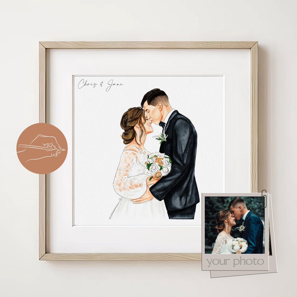 Birthday Gift For Dad Father Grandpa Custom Portrait Father Daughter Son Kids Painting Portrait From Photo Custom Family Portrait Drawing - Image 3