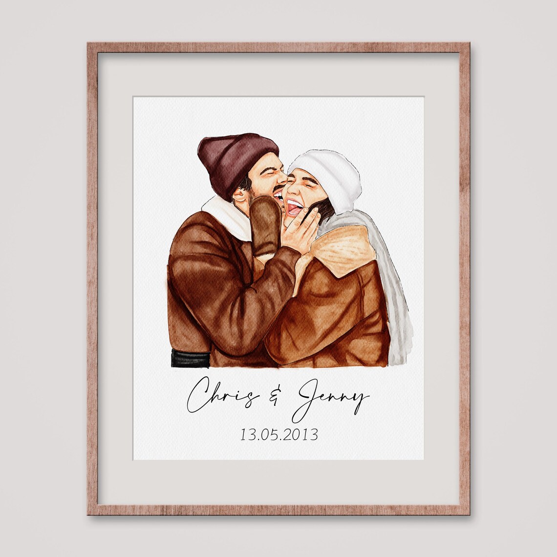Chris And Jenny 13052013 Winter Couple Portrait From Photo Art Poster