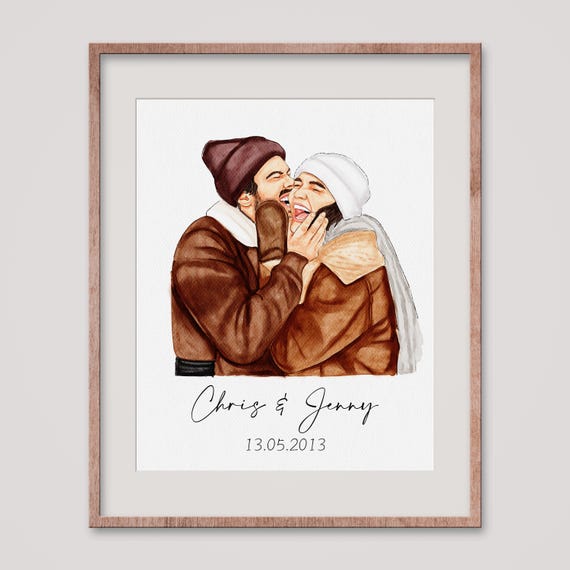 Minimal Miniature Portrait Painting Custom Couples Portrait Personalized Portrait Gift Custom Painting Hand Drawn Handpainted Drawing