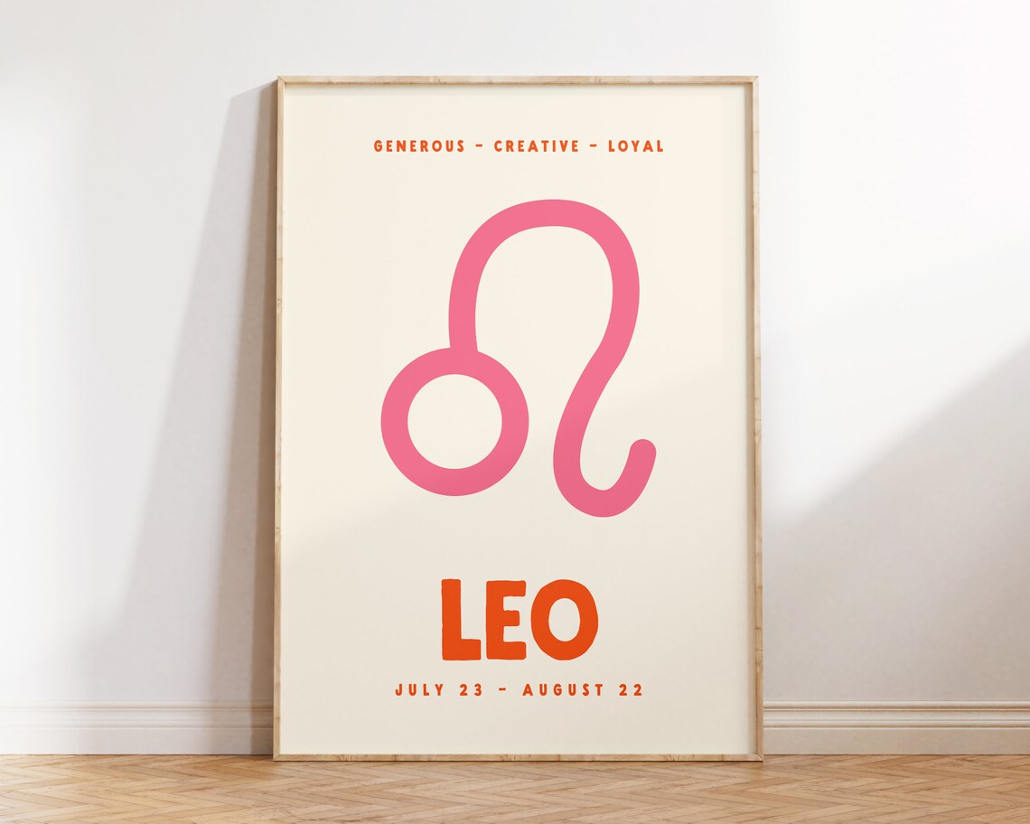 Leo Zodiac Poster Print, Trendy Preppy Wall Decor