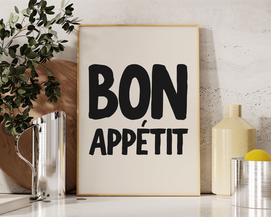 Bon Appetit Modern Kitchen Wall Art Poster