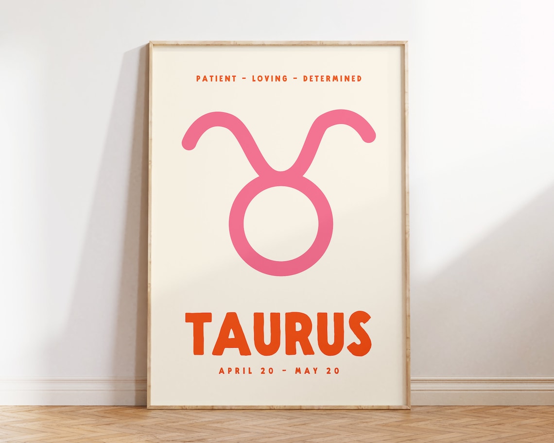 Taurus Zodiac Poster Print, Preppy Wall Decor