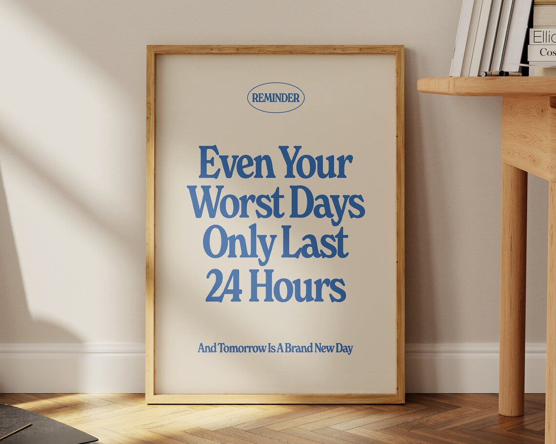 Positive Quote Typography Poster, Retro Wall Decor