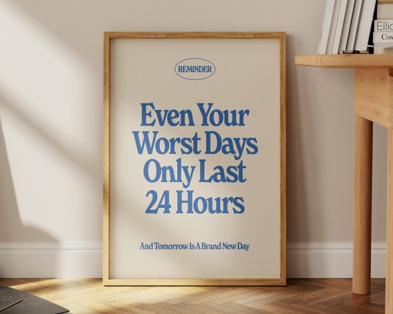 Positive Quote Typography Poster, Retro Wall Decor