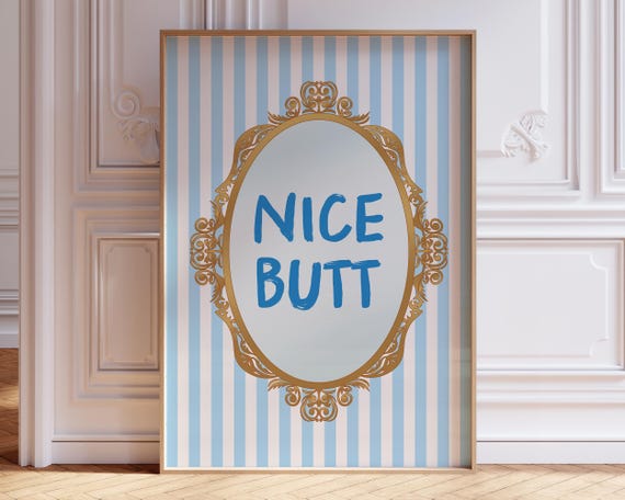 Nice Butt Print Trendy Bathroom Wall Art Funny Bathroom Poster Preppy Aesthetic Coquette Wall Art Restroom Toilet Sign