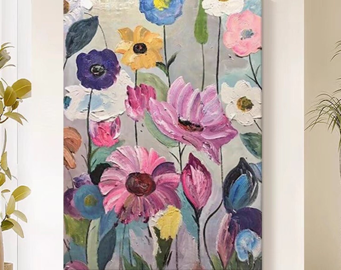 Colorful Wildflower Meadow Pink Purple Blue Bloom Garden Poster