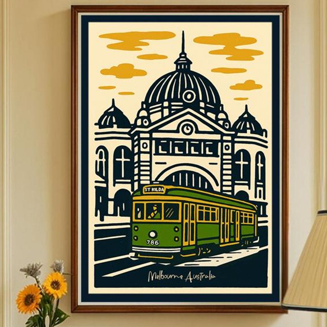 Melbourne Australia St Kilda Tram 786 Flinders Station Poster