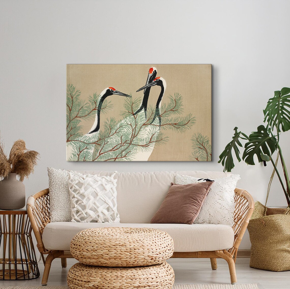 Cranes From Momoyogusa Flowers Of A Hundred Generations By Kamisaka Sekka Paintings Vintage Birds Poster Animal Friendship Print - Image 4